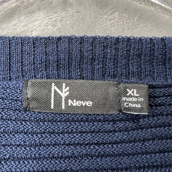 Neve Sweater Mens XL Merino Wool Blue V Neck Pullover - Picture 4 of 12